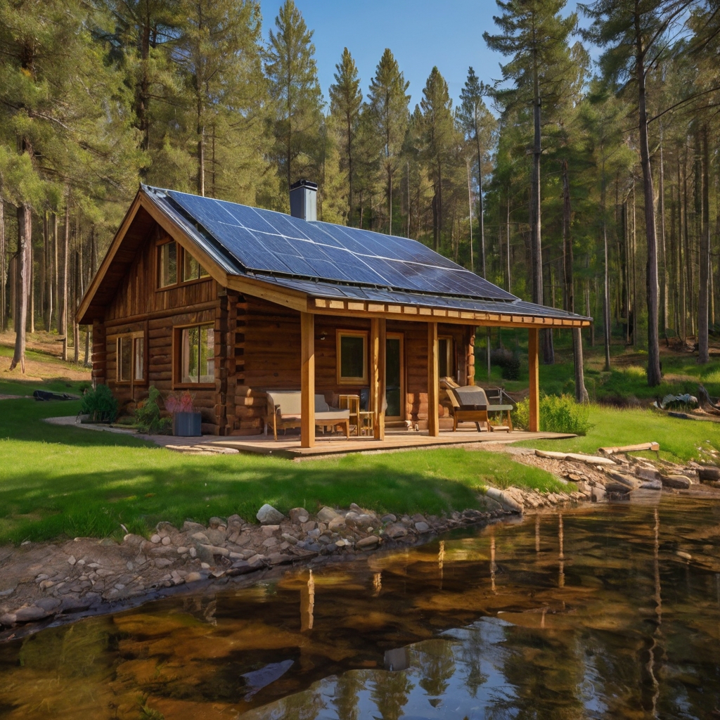 Beautiful cabin in the woods near a creek